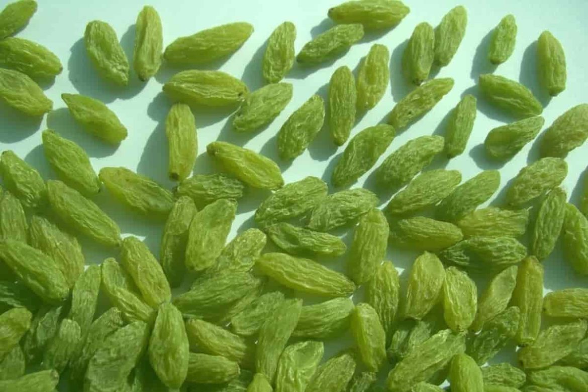 The quality of green raisins is grade A versus grade B